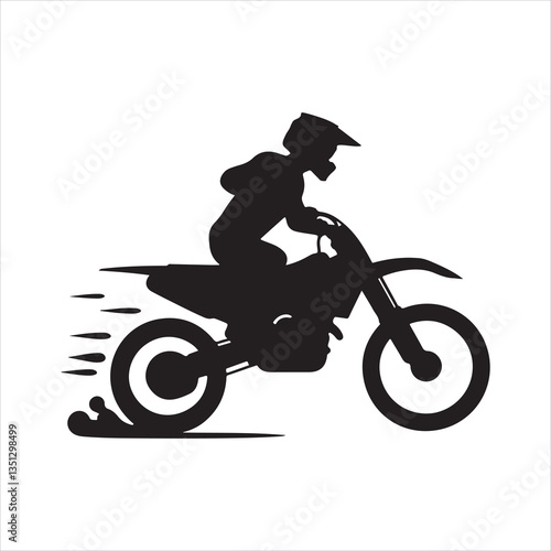 Dirt Bike Silhouette: Motocross Rider Icon for Sport, Adventure, and Extreme Racing