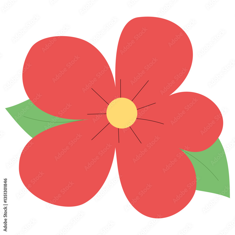 Fototapeta premium Red flower hand drawn