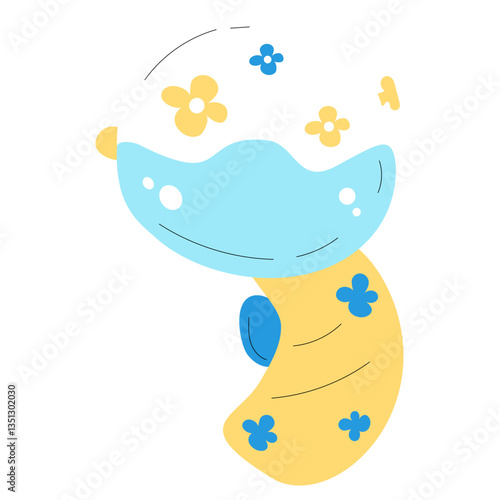 Yellow water gun toy hand drawn 