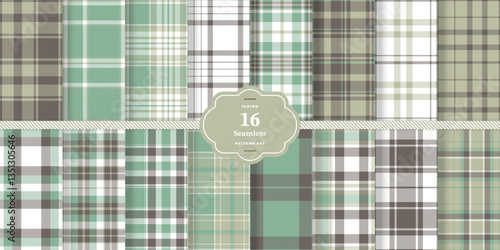 Plaid pattern seamless. Cream Bisque & Deep Cardinal Tartan Fabric Design. Set of 16