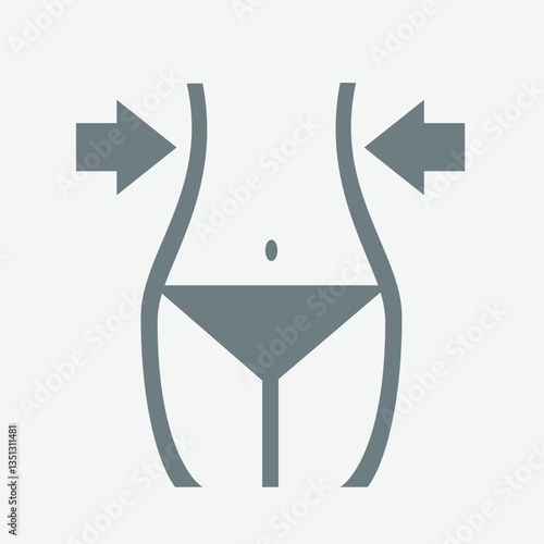 Woman body silhouette with arrows showing weight loss slimming concept