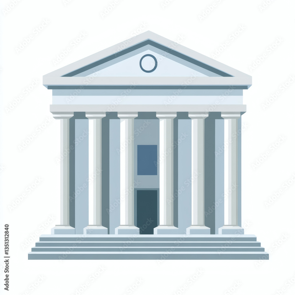 Obraz premium Classic Building Illustration with Columns and Steps