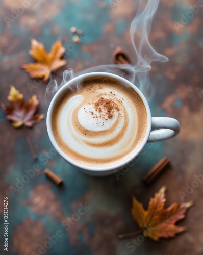 Obraz na płótnie Spice pumpkin latte on autumn background. w salonie