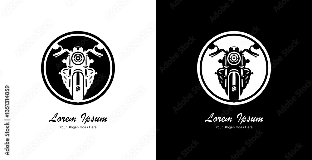 Fototapeta premium Motorcycle logo design with front view and combined with a circle