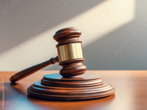Wooden gavel resting table courtroom is made wood Dynamic property auction.