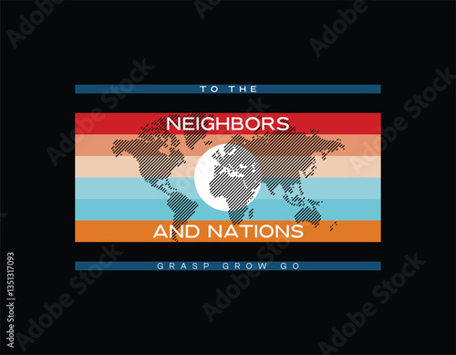 neighbors and nations retro t-shirt design with abstract