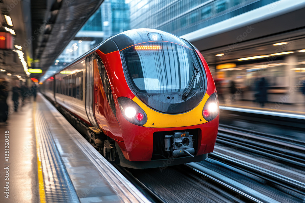 Fototapeta premium High speed train arriving at modern station platform