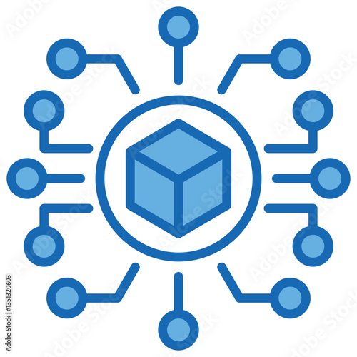 Blockchain Blue White Icon