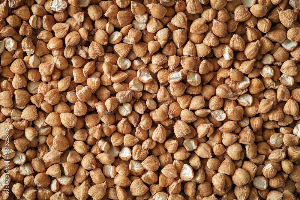 A close up overhead view of many small seeds