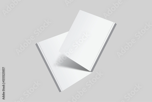 Vector realistic 3d square magazine mockup with white blank covers template on background. For the business presentation magazine, notebook, booklet, brochure, catalogue or a publisher advertising
