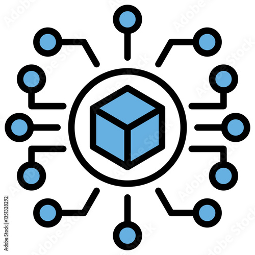 Blockchain Blue Black Icon
