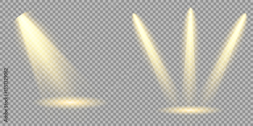 Bright light flash with cross-shaped beams, radiant white starburst, glowing flare overlay. Spotlight and Star with Bokeh and Dust Effect. Glowing Abstract. Yellow light effects. Light design element.