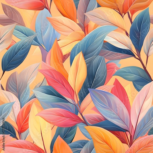 Wallpaper Mural seamless pattern with leaves Torontodigital.ca