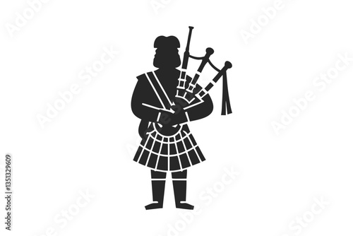 Bagpiper silhouette vector illustration