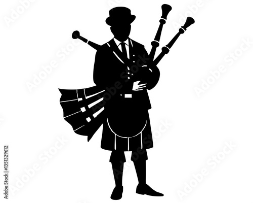 Bagpiper silhouette vector illustration