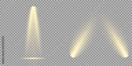 Bright light flash with cross-shaped beams, radiant white starburst, glowing flare overlay. Spotlight and Star with Bokeh and Dust Effect. Glowing Abstract. Yellow light effects. Light design element.
