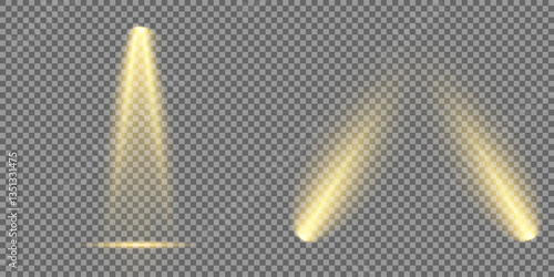 Bright light flash with cross-shaped beams, radiant white starburst, glowing flare overlay. Spotlight and Star with Bokeh and Dust Effect. Glowing Abstract. Yellow light effects. Light design element.