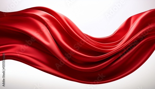 red wave silk satin fabric on white background for grand opening ceremony other occasion