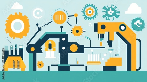 Lab automation, research, process, gears, background