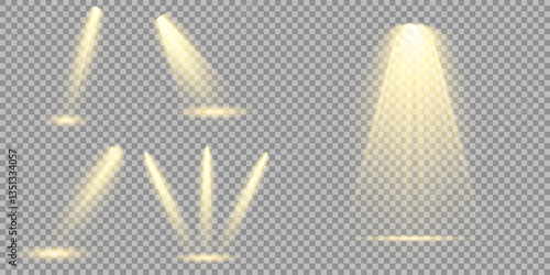 Bright light flash with cross-shaped beams, radiant white starburst, glowing flare overlay. Spotlight and Star with Bokeh and Dust Effect. Glowing Abstract. Yellow light effects. Light design element.
