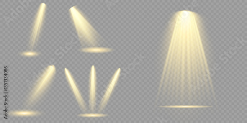 Bright light flash with cross-shaped beams, radiant white starburst, glowing flare overlay. Spotlight and Star with Bokeh and Dust Effect. Glowing Abstract. Yellow light effects. Light design element.