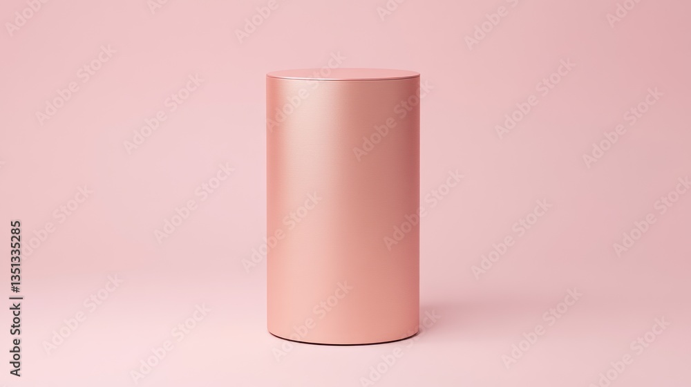 Rose gold cylinder, pink backdrop, product display Rose gold cylinder, pink backdrop, product display