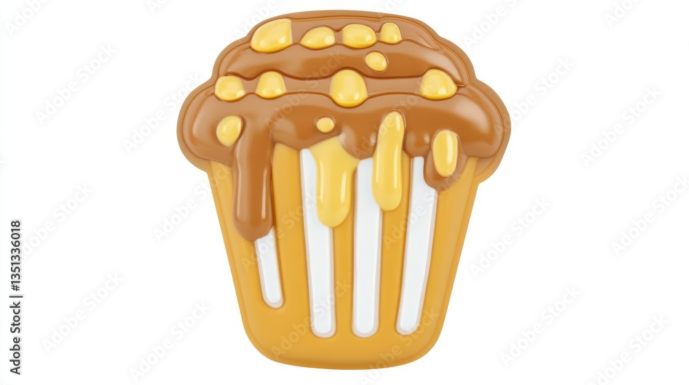Caramel cupcake 3D render, white background Caramel cupcake 3D render, white background