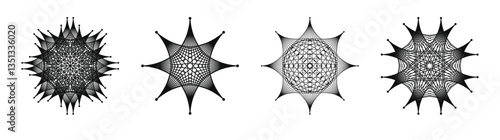 Geometric Neural Network Symbol – Abstract Artificial Intelligence Concept, Geometric String Art vector illustration.