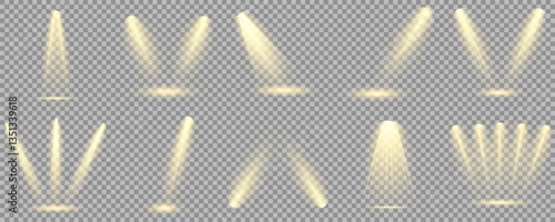 Bright light flash with cross-shaped beams, radiant white starburst, glowing flare overlay. Spotlight and Star with Bokeh and Dust Effect. Glowing Abstract. Yellow light effects. Light design element.