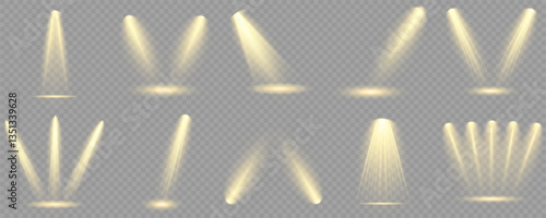 Bright light flash with cross-shaped beams, radiant white starburst, glowing flare overlay. Spotlight and Star with Bokeh and Dust Effect. Glowing Abstract. Yellow light effects. Light design element.