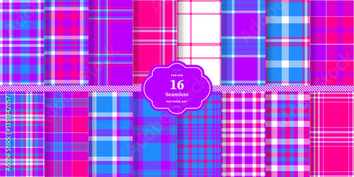 Cream Bisque Seamless Tartan with Soft Vanilla accents Fabric Design Set of 16