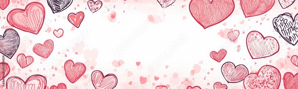 Romantic Hand-Drawn Hearts Background for Valentine's Day