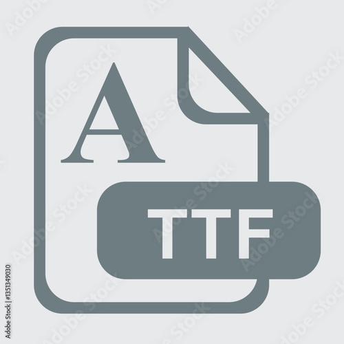 TrueType font file icon, minimalist style, blue and white colors.
