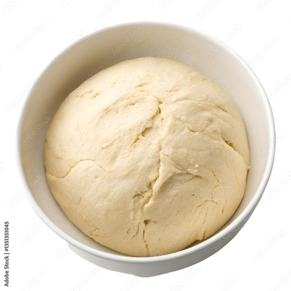 Bread dough in white bowl on top view isolated on transparent background Bread dough in white bowl on top view isolated on transparent background