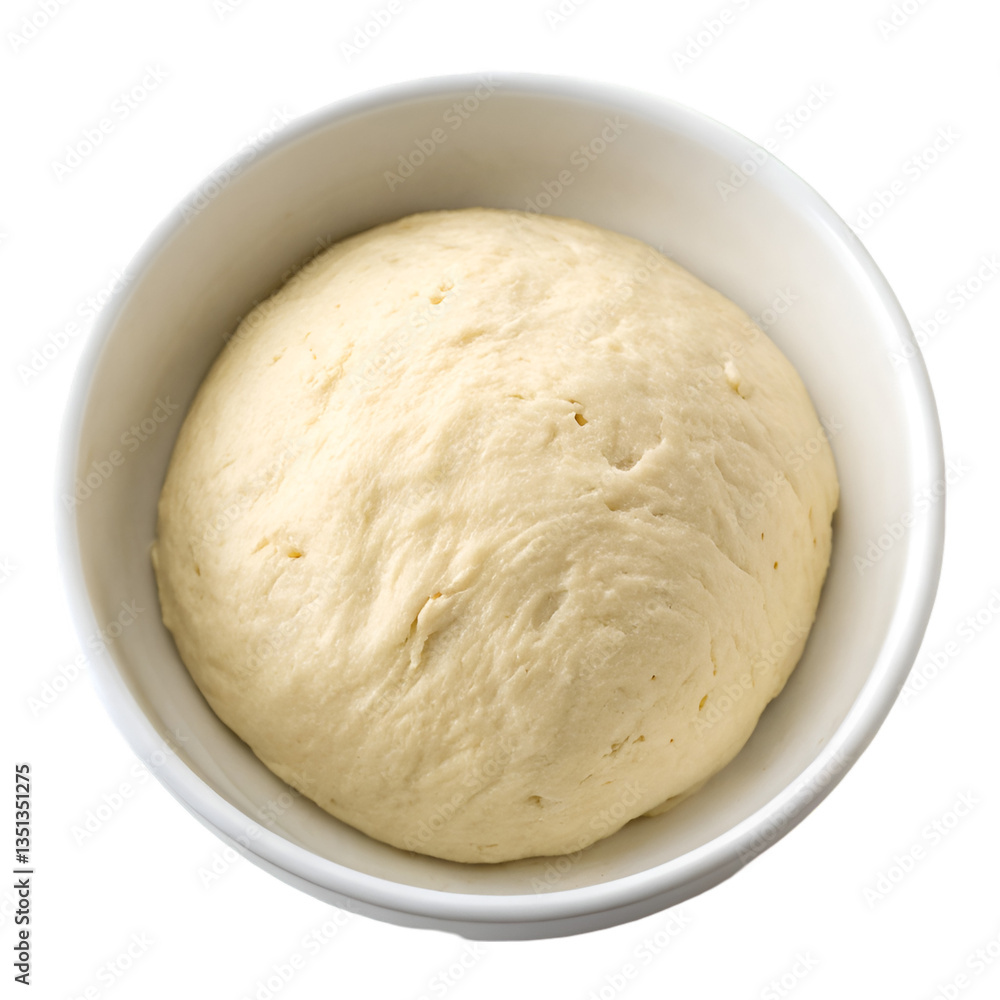 Bread dough in white bowl on top view isolated on transparent background Bread dough in white bowl on top view isolated on transparent background