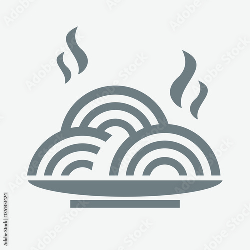 Spaghetti glyph icon with fork, simple solid vector food design.