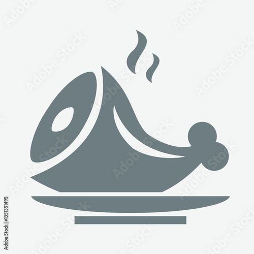 Cooked meat icon with grill marks, flat tasty vector illustration.