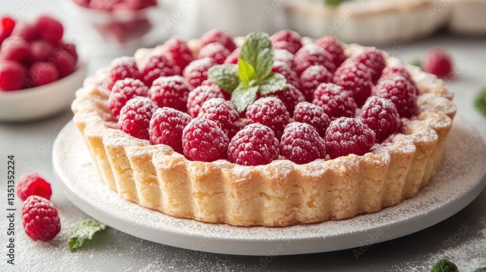 Delicious Raspberry Tart with Powdered Sugar Delicious Raspberry Tart with Powdered Sugar