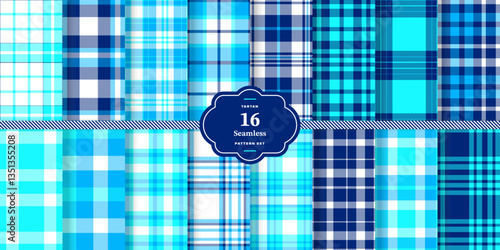 Modern Seamless Tartan featuring Cream Bisque and Autumn Rust Fabric Design Set of 16