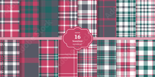 Modern Sandy Beige & Cream Bisque Seamless Tartan Fabric Design Set of 16