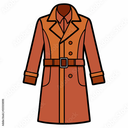 Minimalist Trench Coat Vector on White Background