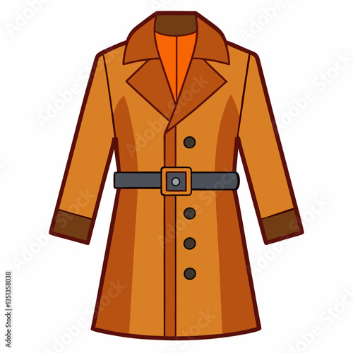 Minimalist Trench Coat Vector on White Background