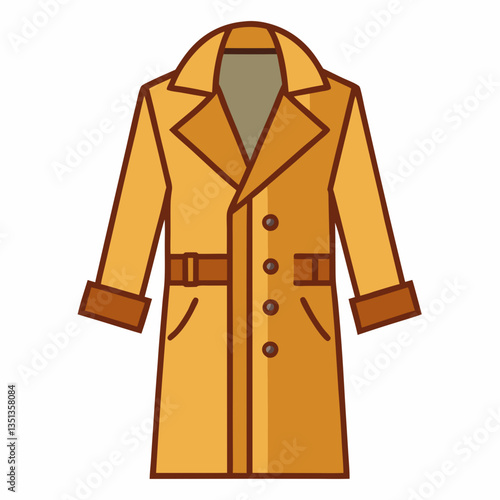 Minimalist Trench Coat Vector on White Background