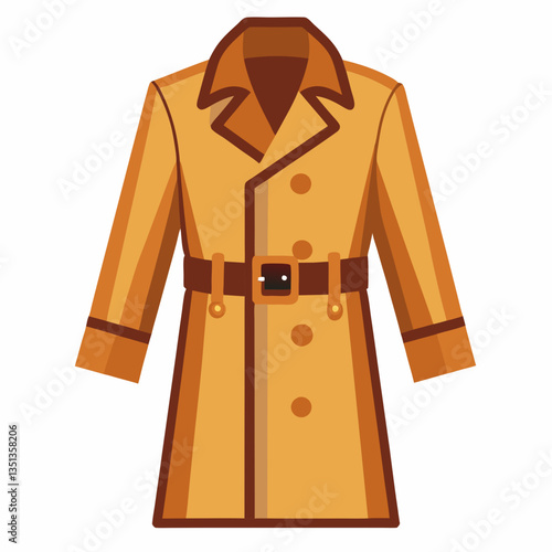 Minimalist Trench Coat Vector on White Background