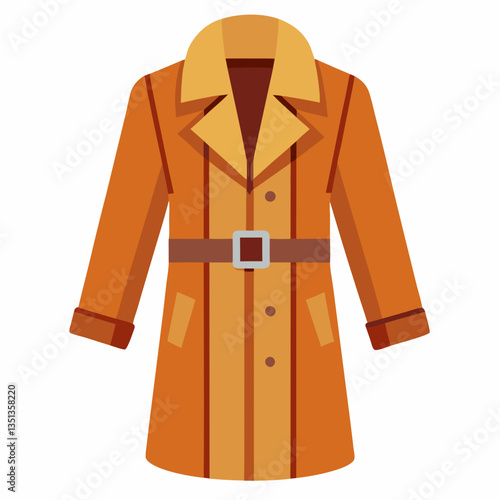 Minimalist Trench Coat Vector on White Background