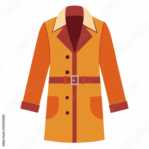 Minimalist Trench Coat Vector on White Background