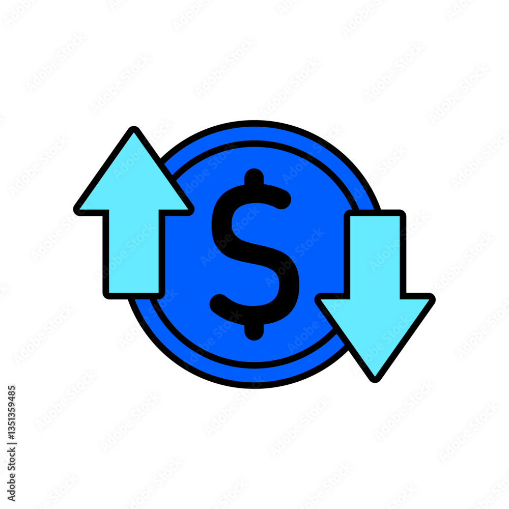Icon a profit & loss, isolated against a clean background. Icon a profit & loss, isolated against a clean background.