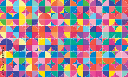 Wallpaper Mural The vector background features colorful geometric circles and squares arranged artistically, creating a modern, dynamic, and visually appealing design for digital artwork and creative projects.

 Torontodigital.ca