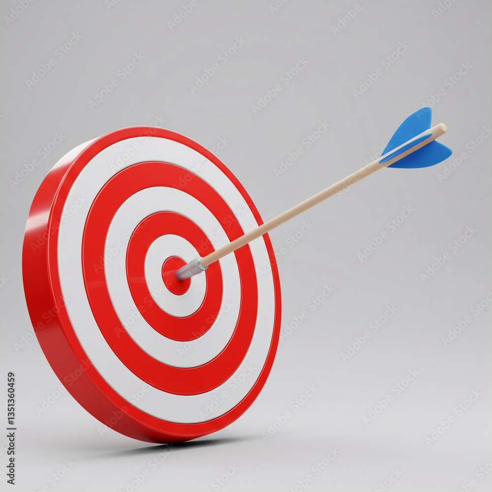 3D render of a target with an arrow in the bullseye. Perfect for business, marketing, and achievement concepts. 3D render of a target with an arrow in the bullseye. Perfect for business, marketing, and achievement concepts.