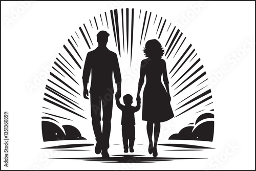 Father, Mother, and Son Holding Hands"
"Family Silhouette Vector - Parents and Child Walking Together"


